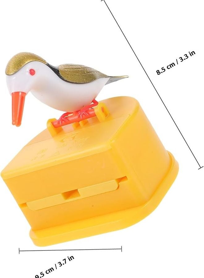 Automatic Toothpick Dispenser Cartoon Bird Design Yellow Base White Top Kitchen Dining - Image 2
